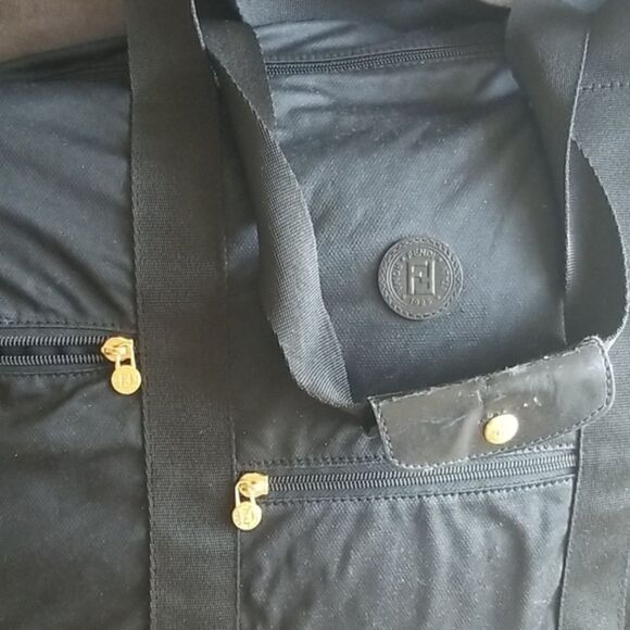 Fendi Black Nylon Weekender Bag Large Travel Tote Duffel Unisex Luggage - Picture 6 of 13